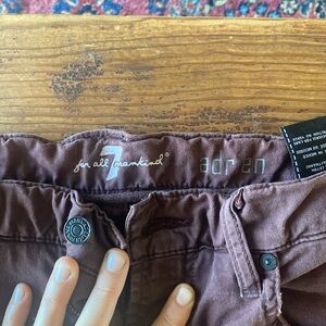 Seven maroon straight legs